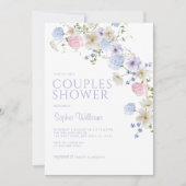 パステルエレガントワイルドフラワーカップルシャワー 招待状 (正面)