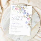パステルエレガントワイルドフラワーカップルシャワー 招待状