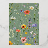 パステルエレガントワイルドフラワーガーデン卒業パーティー 箔招待状 (裏面)