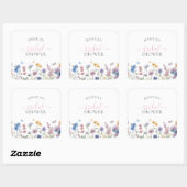 パステルエレガントワイルドフラワーズグリーナリーブライダルシャワー スクエアシール (シート)