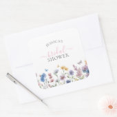 パステルエレガントワイルドフラワーズグリーナリーブライダルシャワー スクエアシール (封筒)