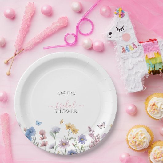 パステルエレガントワイルドフラワーズグリーナリーブライダルシャワー ペーパープレート (パーティー)