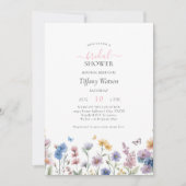 パステルエレガントワイルドフラワーズグリーナリーブライダルシャワー 招待状 (正面)