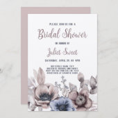 パステルエレガントワイルドフラワーフローラブライダルシャワー 招待状 (正面/裏面)