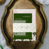 パステルエレガントヴィンテージガーデンモノグラム結婚ズ 招待状ベリーバンド