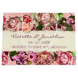 パステルエレガントヴィンテージ赤面ビクトリアンバラカスタム ラージペーパーバッグ