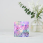 パステルエレガント抽象芸術とシルバーグリッター スクエア名刺 (スタンド正面)