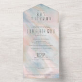 パステルエレガント抽象芸術シカスタムックバルミツワー オールインワン招待状 (内側)