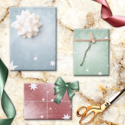 パステルエレガント抽象芸術スターパターンクリスマス ラッピングペーパーシート