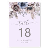 パステルエレガント春ウォーターカラーフラワー結婚ズ テーブルナンバー (正面)