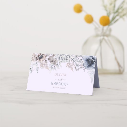 パステルエレガント春ウォーターカラーフラワー結婚ズ プレイスカード (裏面)