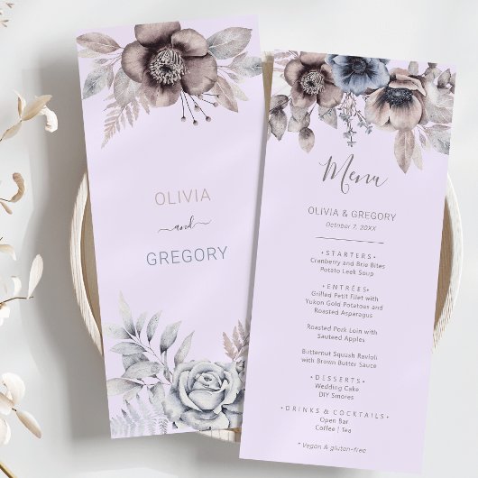 パステルエレガント春ウォーターカラーフラワー結婚ズ メニュー