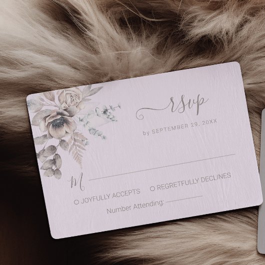 パステルエレガント春ウォーターカラーフラワー結婚ズ 出欠カード