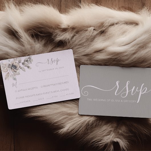 パステルエレガント春フラワー結婚ズの食事の選択 出欠カード