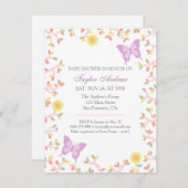 パステルエレガント春葉バタフライベビーシャワー 招待状 (正面/裏面)