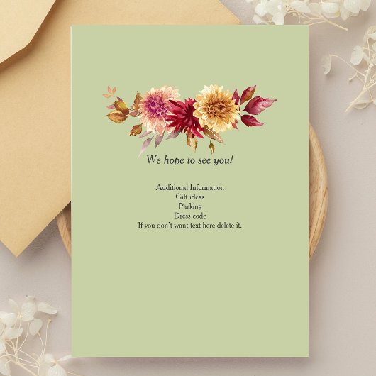 パステルエレガント秋の花の引退パーティー 招待状