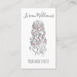 パステルエレガント花嫁波形ヘアスタイリングフローラQR 名刺