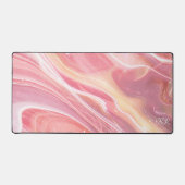 パステルエレガント赤面ピンクモノグラムガーリーマーブリー デスクマット (正面)