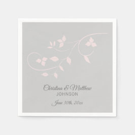 パステルエレガント赤面ピンク&グレー（グレー）結婚ズ スタンダードカクテルナプキン