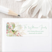 パステルエレガント金ゴールドポインセティアホリデーリターン ラベル (インサイチュ)