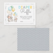 パステルエレファントおむつラッフルジャングルサファリベビー エンクロージャーカード (正面/裏面)