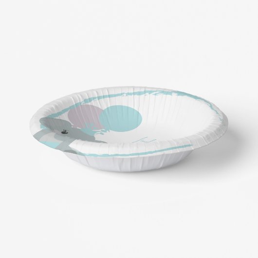 パステルエレファントベビーガールスクリプトベビーシャワー ペーパーボウル (傾斜あり)