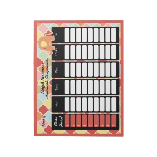 パステルエレファント宿題メモ帳 ノートパッド (回転)