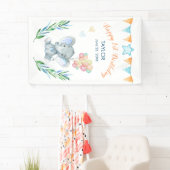 パステルエレファント赤面ブルースターハッピーバースデー 横断幕 (インサイチュ)