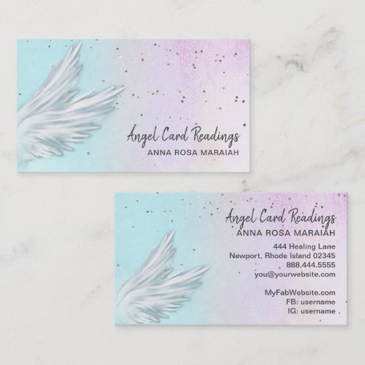 *~*パステルエンジェルウグラデーションィングススターリーレインボー 名刺 (正面/裏面)