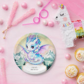パステルエンチャントドラゴン誕生日 ペーパープレート (パーティー)