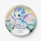 パステルエンチャントドラゴン誕生日 ペーパープレート (正面)