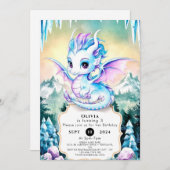 パステルエンチャントドラゴン誕生日 招待状 (正面/裏面)