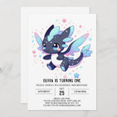 パステルエンチャントドラゴン1st誕生日 招待状 (正面/裏面)