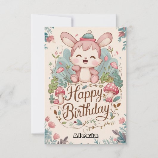 パステルエンチャントバニーデジタル誕生日 カード (正面)