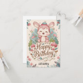 パステルエンチャントバニーデジタル誕生日 カード (正面/裏面インサイチュ)