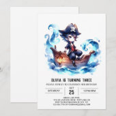 パステルエンチャントパイレーツ誕生日 招待状 (正面/裏面)