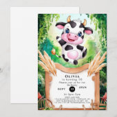 パステルエンチャント牛誕生日 招待状 (正面/裏面)