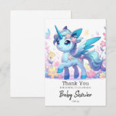パステルエンチャントUnicorn赤ちゃんシャワー サンキューカード (正面/裏面)