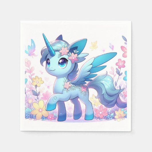 パステルエンチャントUnicorn赤ちゃんシャワー スタンダードカクテルナプキン (正面)