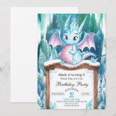 パステルエンchantedドラゴンの誕生日 招待状 (正面/裏面)