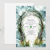 パステルエンchantment森林誕生日 招待状 (正面/裏面)