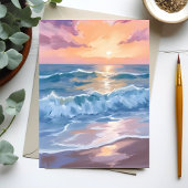 パステルオセアンウェーブウォーターカラーシー絵画カード