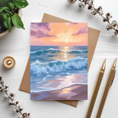 パステルオセアンウェーブウォーターカラーシー絵画カード