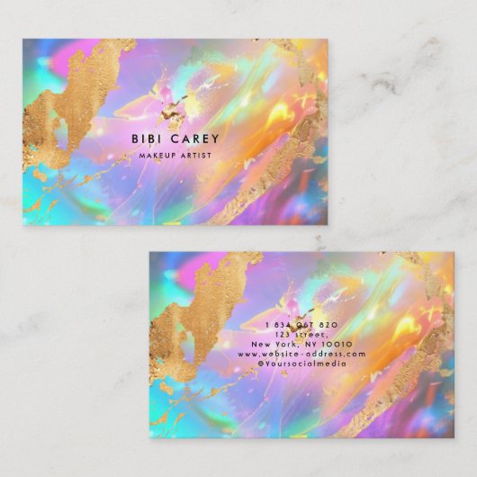 パステルオパールフェイクストーン金絵を描箔 名刺 (正面/裏面)