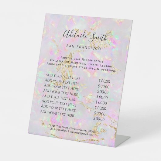 パステルオパール価格表台座標識 台座サイン (正面)