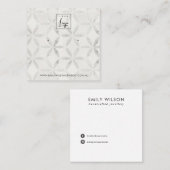 パステルオフ白フローラスタッドイヤリングディスプレイカード スクエア名刺 (正面/裏面)