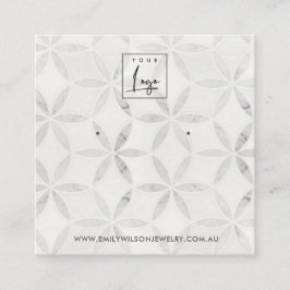 パステルオフ白フローラスタッドイヤリングディスプレイカード スクエア名刺