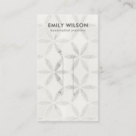 パステルオフ白フローラスタッドイヤリングディスプレイカード 名刺