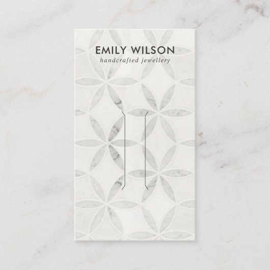 パステルオフ白フローラスタッドイヤリングディスプレイカード 名刺 (正面)