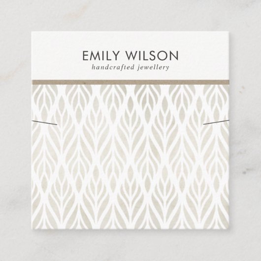 パステルオフ白フローラネックレスブレスレットディスプレイ スクエア名刺 (正面)